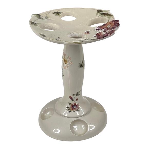 Vintage Marina TOOTHBRUSH HOLDER Bacova Guild Floral 5.75" Holds 4 Tooth Brush - Picture 5 of 5